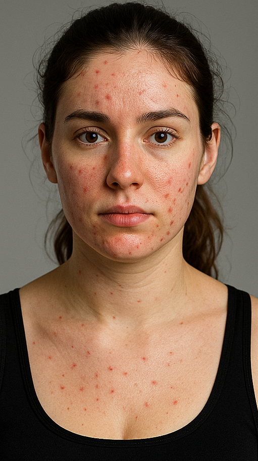 Lifestyle image — acne-prone skin, bathroom setting